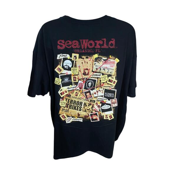 SeaWorld Howl-O-Scream 4XL – Horror Collage Graphic T-Shirt – Black - Picture 2 of 10